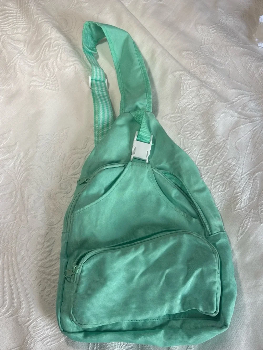 One shoulder blue beach bag